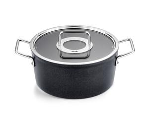 Cocotte haute ADAMANT 24 cm, avec couvercle de marmite en verre, noir, aluminium, Fissler