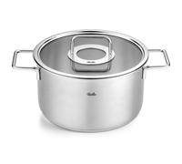 Cocotte haute PURE 20 cm, avec couvercle de marmite en verre, argent, acier inoxidable, Fissler