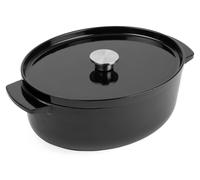 Cocotte KitchenAid avec couvercle, noire, ovale, passe au four, facile à nettoyer
