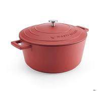 MasterClass Grande marmite avec couvercle 5 l/28 cm, fonte d'aluminium légère, convient pour l'induction, le four et la cuisinière, couleur rouge