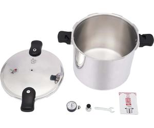 Cocotte-minute & autocuiseur - 22 l aluminium - manomètre 13 PSI/90 kPa - soupape de sécurité antidéflagrante - Extra large - Gris clair