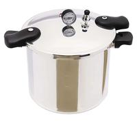 cocotte-minute/autocuiseur à pression de 22 L en alliage d'aluminium, 32 cm, 90 kPa, renforcée, manomètre & soupape de sécurité, gris clair