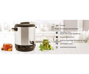 Cocotte-minute ETA Granny Article n° : ETA112790000 Cocotte-minute en acier inoxydable avec minuterie et température réglable, convient aussi comme autocuiseur avec bec verseur