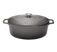 Cocotte ovale 33 cm chasseur gris caviar intérieur noir - Chasseur - Gris - Fonte émaillée Gris G
