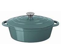 Cocotte ovale avec couvercle 30cm 4L Fonte d'acier tous feux dont induction four Vert Arthur Martin AM4319