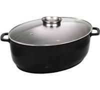 Cocotte Ovale BAUMALU Jumbo en Céramique, 43x33 cm, avec Couvercle en Verre pour Cuisson Familiale