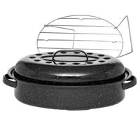 Cocotte ovale en acier carbon 33x20cm + grille - Warmcook - 6106+2007 - roaster graniteware
