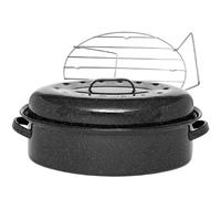 Cocotte ovale en acier carbon 46x31cm + grille - 0509+2005 - Roaster Graniteware - WARMCOOK