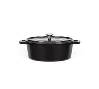 LIVOO Cocotte ovale en fonte MEP129N – 29 cm, 4,5 L, fonte émaillée, couvercle picots – Noir