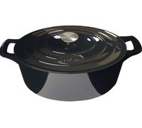 Cocotte ovale en fonte émaillée, capacité de 6,5 litres, diamètre de 33 cm, couleur noire