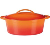 Cocotte Ovale en Fonte Massive GSW, 33 x 25 cm, Orange, Tous Feux dont Induction, Four 240°C