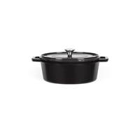 LIVOO Cocotte ovale en fonte MEP129N – 29 cm, 4,5 L, fonte émaillée, couvercle picots – Noir