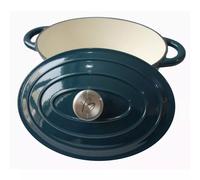 Cocotte Ovale Fonte émaillée VERT BLEU D30 cm