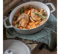 Cocotte Ovale LIVOO MEP129G, 4,5 L, Fonte Émaillée, Couvercle avec Picots, Tous Feux, 29 x 22 cm