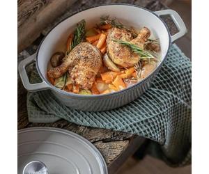 Cocotte Ovale LIVOO MEP129G, 4,5 L, Fonte Émaillée, Couvercle avec Picots, Tous Feux, 29 x 22 cm