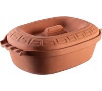 Cocotte - Plat à rôtir ovale - 5 l - Avec couvercle - Va au four - Marron