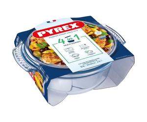 Cocotte - PYREX - 1450074 - Ronde - En verre borosilicate - 5,1 litres - Adapté au congélateur et micro-ondes