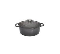 Cocotte ronde 24 cm gris caviar interieur noir - Chasseur - Gris - Fonte émaillée