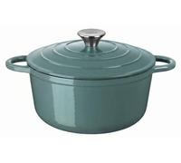 Cocotte ronde avec couvercle 24cm 3,8L Fonte d'acier tous feux dont induction four Vert Arthur Martin AM4371