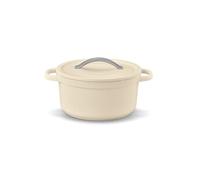 PLUME Cocotte ronde BEKA Fonte Aluminium Revêtue céramique crème D24 cm