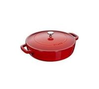 STAUB Chistera braisière en fonte, tous feux dont induction, ronde, 28 cm, 3,7 L, Made in France, rouge cerise