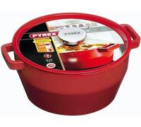 Cocotte Ronde Pyrex Slow Cook, 24 cm, 3.6 Litres, Fonte d'Acier, Rouge