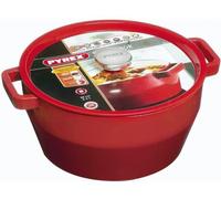 Cocotte Ronde PYREX Slow Cook, 28 cm, 6.3 Litres, Fonte d'Acier, Rouge