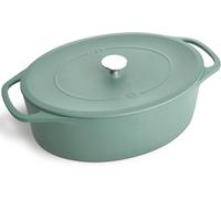 Cocotte Springlane avec couvercle - Vert menthe - Forme ovale - 33 cm - 6,5 litres - Poêle en fonte - Cocotte - Compatible induction