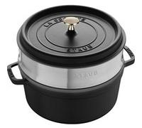 Staub Cocotte ronde en fonte 40508-814-0 avec panier vapeur 24 cm Noir