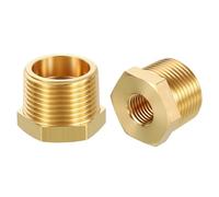 CoCud 2 Raccords de Tuyauterie en Laiton, 3/4" Mâle NPT vers 1/4" Femelle NPT Réducteur Hexagonal en Laiton, Adaptateur Fileté pour Tuyau Flexible Adapté pour Air, Huile, LP, Gaz