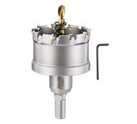 CoCud Kit de trépan, diamètre de coupe 1-31/32" (50mm), trépan en alliage cémenté au carbure de tungstène - pour métaux durs, tôles en acier inoxydable, fibre de verre. Argent