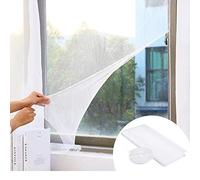 CODIRATO 4Pcs Moustiquaire Fenêtre Filet Blanc Mosquito Protection Maille avec 4 Rouleaux Ruban Adhésif Moustique Protecteur Filet Découpable pourToutes Les Fenêtre(1.5 * 1.3M)