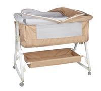 Cododo Bebe de côté lit bébé, Hauteur Réglable Lit Bébé Réglable, Équipé d'un Grand Panier de Rangement et Table Couche, Berceau pour Bébé Mouvable avec Roues, 95 * 50 * 98-110cm(Blanc Sale)