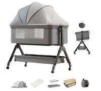 Cododo - Lit bebe - Magic ZC - Inclinaison anti-reflux de 5°Grand panier Moustiquaire Jusqu'à 20KG 0-2ans 6 cadeaux Gris