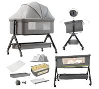 Cododo - Lit bebe - Magic ZC - Inclinaison anti-reflux de 5°Grand panier Moustiquaire Jusqu'à 20KG 0-2ans 6 cadeaux Gris