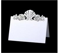 Codulu Lot de 10 Marque-Places Creux pour Tente, Motif Coquillage, étoile de mer, Carte de siège pliée, pour Bouquet, décoration de fête de Mariage, Blanc