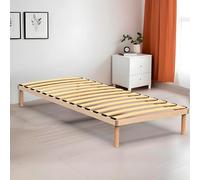 Coemo Pyxis Cadre de lit avec sommier à lattes intégré 80 x 200 cm | Design élégant, bois de hêtre massif, peu encombrant, haute résistance, montage facile, sommier à lattes intégré