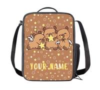 COEQINE Capybara - Boîte à déjeuner isotherme pour filles de 10 à 12 ans, grand sac à déjeuner isotherme pour enfants avec sangle et porte-bouteille d'eau, grand sac à main fourre-tout pour femme