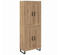 Coespram Armoire haute en chêne Artisan - 69,5 x 34 x 180 cm - 4 portes | Armoire haute fine avec 4 portes à charnières et pieds en métal pour salon, salle à manger ou couloir. Charge maximale : 120