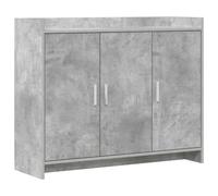 Coespram Buffet gris béton - 98,5 x 33 x 80 cm - En bois - 3 portes | Armoire d'appoint polyvalente avec 3 portes et poignées en métal, idéale pour la salle à manger, le couloir et la chambre à