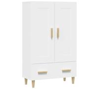 Coespram Buffet Highboard blanc 70 x 31 x 115 cm en bois | Élégante armoire d'appoint de style scandinave avec 2 compartiments et tiroir pour salon, couloir ou chambre à coucher.