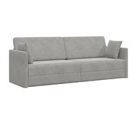 Coespram Canapé-lit 3 places en velours gris clair 213 x 70 x 77 cm | Fonction de couchage pliable de 70 à 144 cm de profondeur pour chambre d'amis et salon. Housse en velours doux avec 2