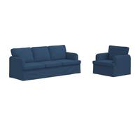 Coespram Canapé modulaire 2 pièces Canapé d'angle en tissu bleu 201 cm | Ensemble de 2 coussins polyvalents en tissu respirant pour salon et chambre à coucher avec housse déhoussable.