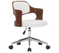 Coespram Chaise pivotante blanche en cuir synthétique et contreplaqué | Chaise d'appoint ergonomique avec 5 roulettes et vérin à gaz pour salon, bureau ou chambre à coucher. Charge maximale : 110