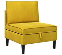 Coespram Fauteuil avec espace de rangement en velours 70 x 70 x 82 cm Jaune | Chaise rembourrée compacte avec compartiment intérieur intégré pour le salon et la chambre à coucher. La housse élégante crée