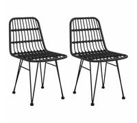 Coespram Lot de 2 chaises de jardin en rotin synthétique - Noir - 48 x 62 x | Chaises de bistrot élégantes en rotin synthétique avec cadre en acier robuste pour balcon, terrasse et véranda en plein air.