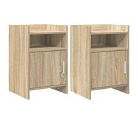 Coespram Lot de 2 tables de chevet en chêne Sonoma 40 x 36 x 60 cm | Tables d'appoint compactes pour chambre à coucher avec porte, compartiment ouvert et poignées en métal pour un rangement