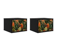Coespram Lot de 2 tables de chevet murales aspect chêne noir 36 x 33 x 25 | Lot de 2 tables de chevet murales peu encombrantes pour chambre à coucher en bois avec tiroirs et poignées en acier.