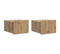 Coespram Lot de 2 tables de chevet murales en chêne Artisan - 33 x 34,5 x | Commode suspendue peu encombrante au design vintage pour chambre à coucher et salon en bois facile d'entretien.