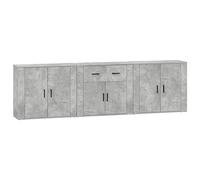 Coespram Lot de 3 buffets gris béton - 80 x 33 x 70 cm - En bois | Ensemble de 3 pièces pour le salon et le couloir avec compartiments spacieux et plateau supérieur stable.
